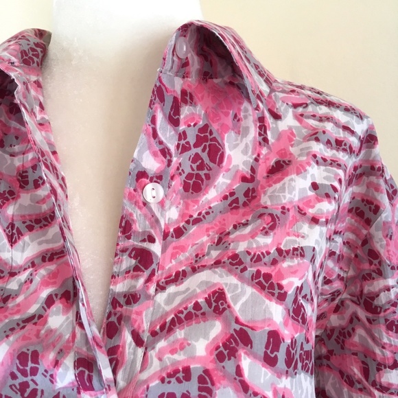 NEW Sara Morgan Pink Blouse Button-down Size L - Picture 3 of 8